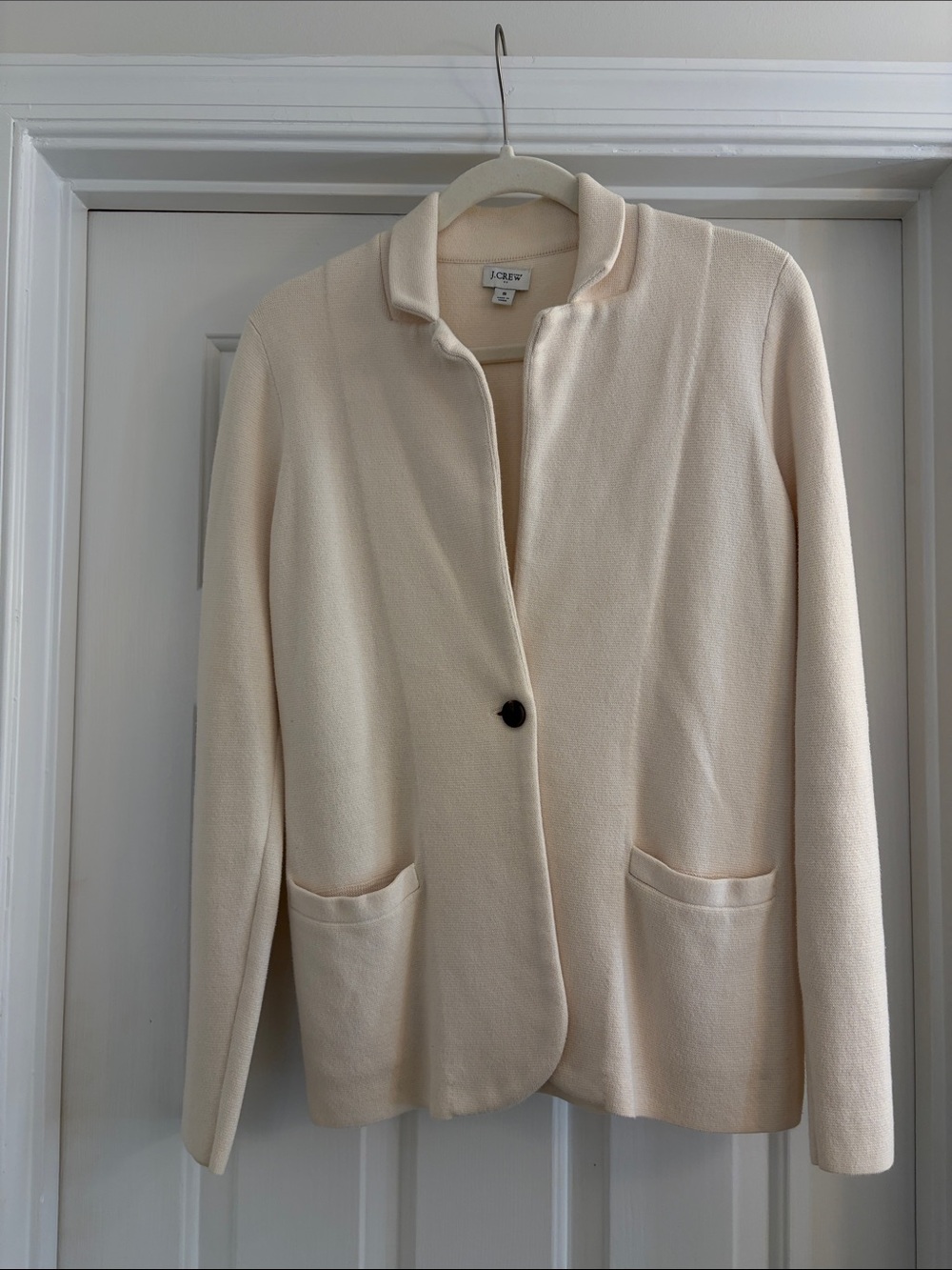 J Crew Knit Boyfriend Cardigan in Cream - Small